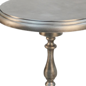 HomeRoots 24" Antique Nickel Metal Round End Table - Vintage Industrial Charm for Small Spaces & Versatile Use 493242