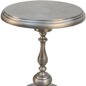 HomeRoots 24" Antique Nickel Metal Round End Table - Vintage Industrial Charm for Small Spaces & Versatile Use 493242