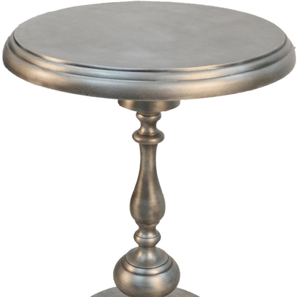 HomeRoots 24" Antique Nickel Metal Round End Table - Vintage Industrial Charm for Small Spaces & Versatile Use 493242