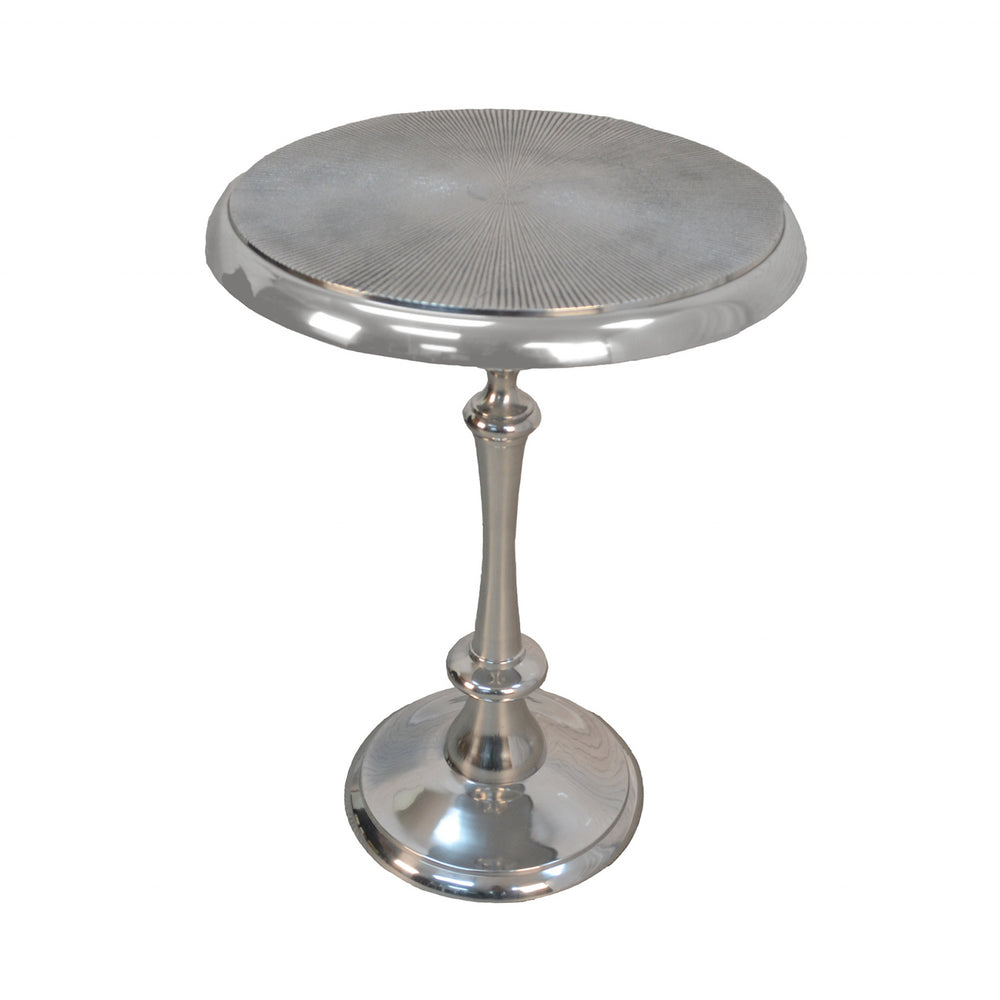 Homeroots 25" Aluminum Metal Textured Round Top End Table   493243