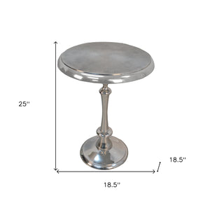 Homeroots 25" Aluminum Metal Textured Round Top End Table   493243