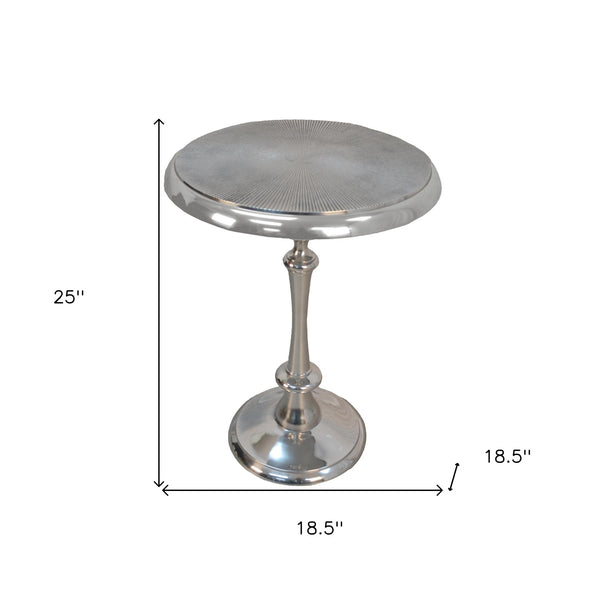 Homeroots 25" Aluminum Metal Textured Round Top End Table   493243