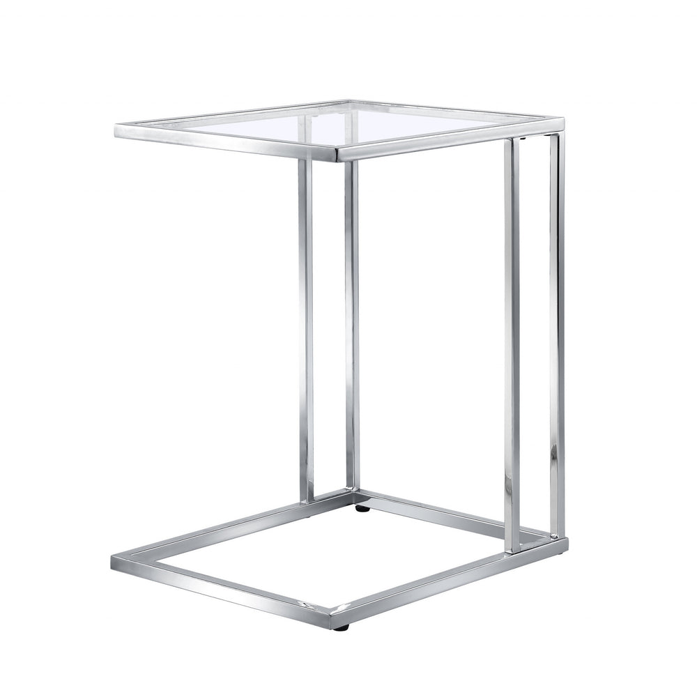 Homeroots 25" Chrome And Clear Glass Square End Table   493245
