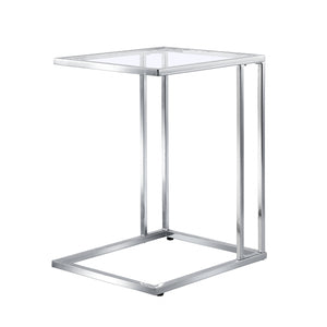 Homeroots 25" Chrome And Clear Glass Square End Table   493245