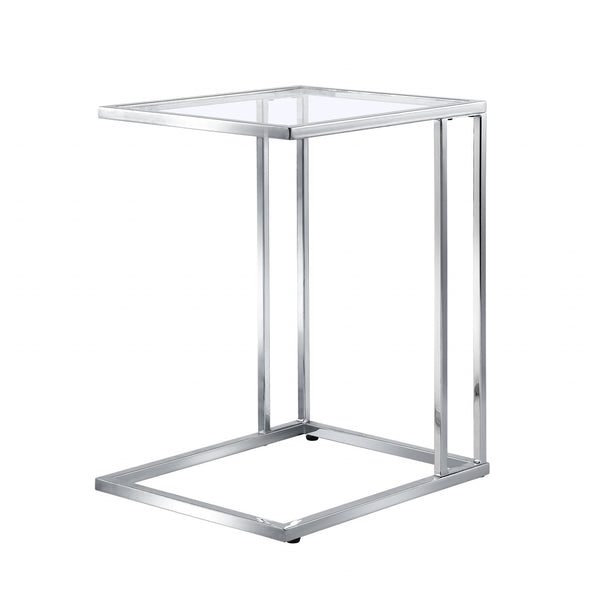 Homeroots 25" Chrome And Clear Glass Square End Table   493245