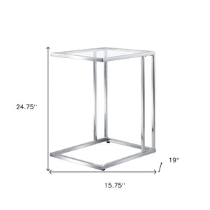 Homeroots 25" Chrome And Clear Glass Square End Table   493245