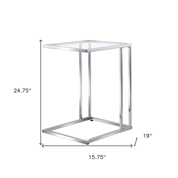 Homeroots 25" Chrome And Clear Glass Square End Table   493245
