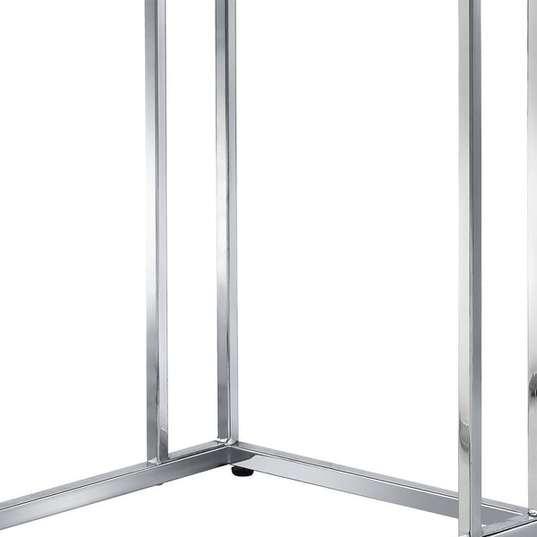 Homeroots 25" Chrome And Clear Glass Square End Table   493245