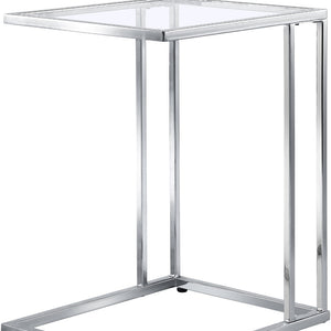 Homeroots 25" Chrome And Clear Glass Square End Table   493245