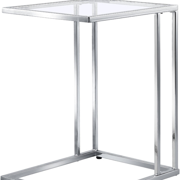 Homeroots 25" Chrome And Clear Glass Square End Table   493245