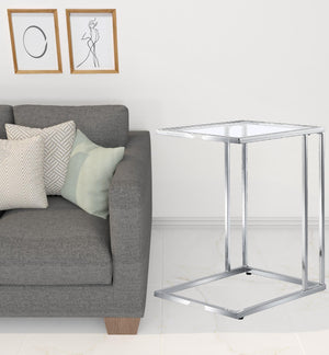 Homeroots 25" Chrome And Clear Glass Square End Table   493245