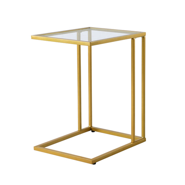 Homeroots 25" Gold And Clear Glass Square End Table   493246