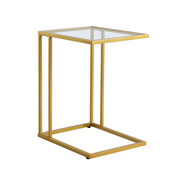 Homeroots 25" Gold And Clear Glass Square End Table   493246
