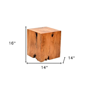 Homeroots 16" Brown And Natural Solid Wood Square End Table   493247