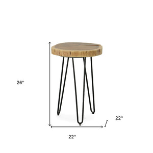 Homeroots 26" Black Solid Wood And Iron Round End Table   493248