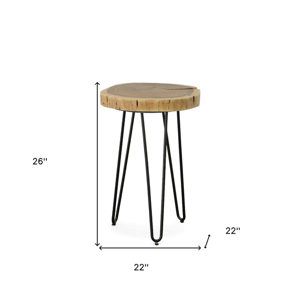 Homeroots 26" Black Solid Wood And Iron Round End Table   493248