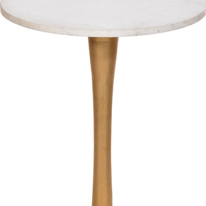 Homeroots 19" Gold And White Marble Round End Table   493250