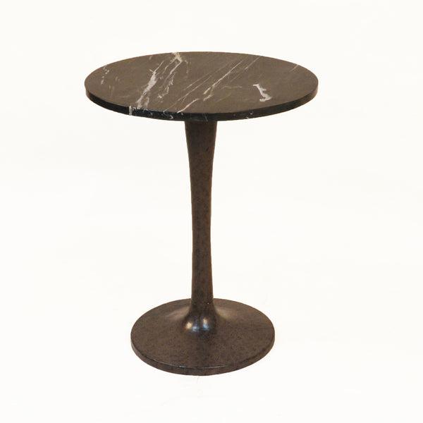 Homeroots 19" Black Marble Round End Table   493251
