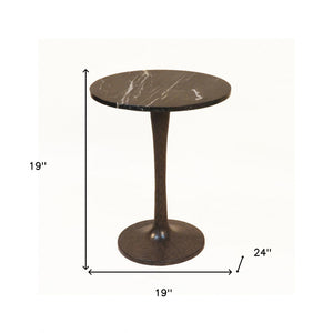 Homeroots 19" Black Marble Round End Table   493251