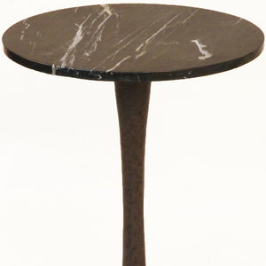 Homeroots 19" Black Marble Round End Table   493251