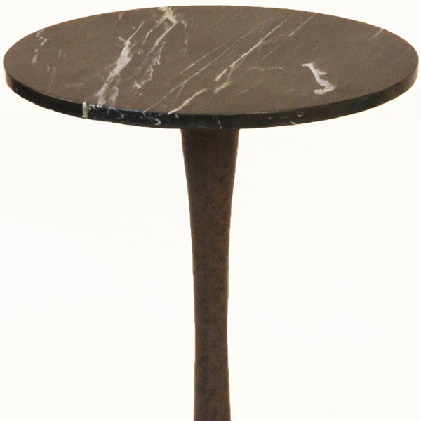 Homeroots 19" Black Marble Round End Table   493251
