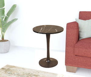 Homeroots 19" Black Marble Round End Table   493251