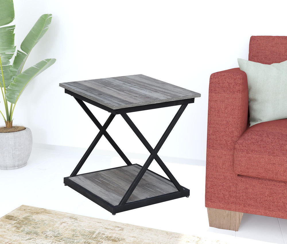 Homeroots 20" Black And Brown Manufactured Wood Square End Table   493252