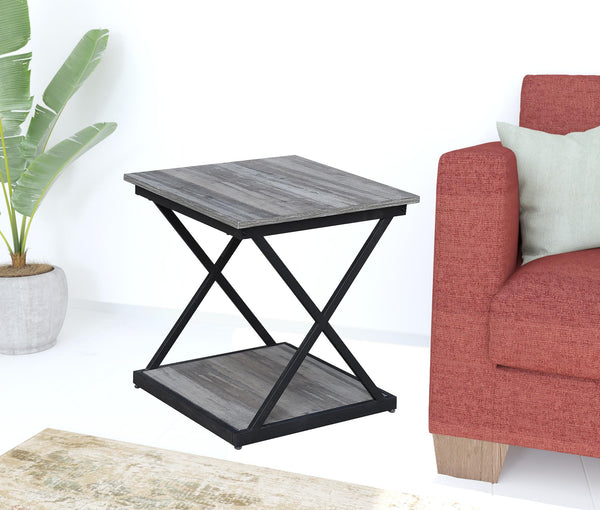 Homeroots 20" Black And Brown Manufactured Wood Square End Table   493252