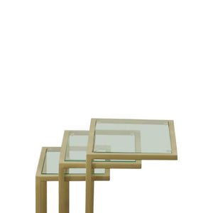 HomeRoots 24" Elegant Gold Glass End Table – Stylish Rectangular Design for Living Room & Bedroom Décor 493257