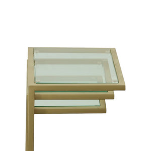 HomeRoots 24" Elegant Gold Glass End Table – Stylish Rectangular Design for Living Room & Bedroom Décor 493257