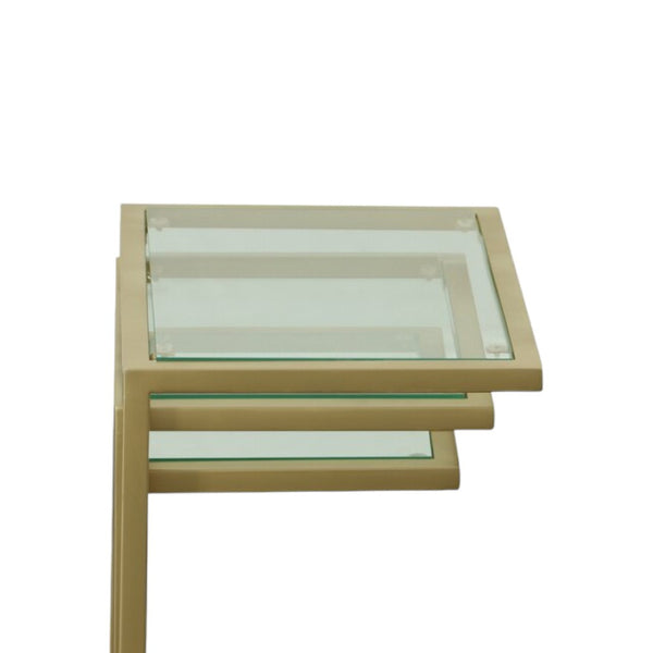 HomeRoots 24" Elegant Gold Glass End Table – Stylish Rectangular Design for Living Room & Bedroom Décor 493257