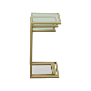HomeRoots 24" Elegant Gold Glass End Table – Stylish Rectangular Design for Living Room & Bedroom Décor 493257