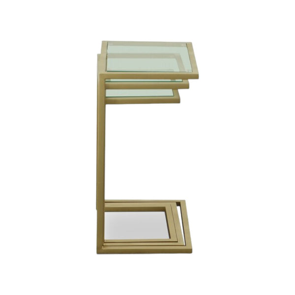 HomeRoots 24" Elegant Gold Glass End Table – Stylish Rectangular Design for Living Room & Bedroom Décor 493257