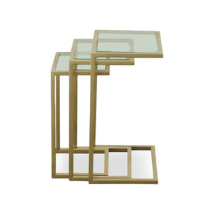 HomeRoots 24" Elegant Gold Glass End Table – Stylish Rectangular Design for Living Room & Bedroom Décor 493257