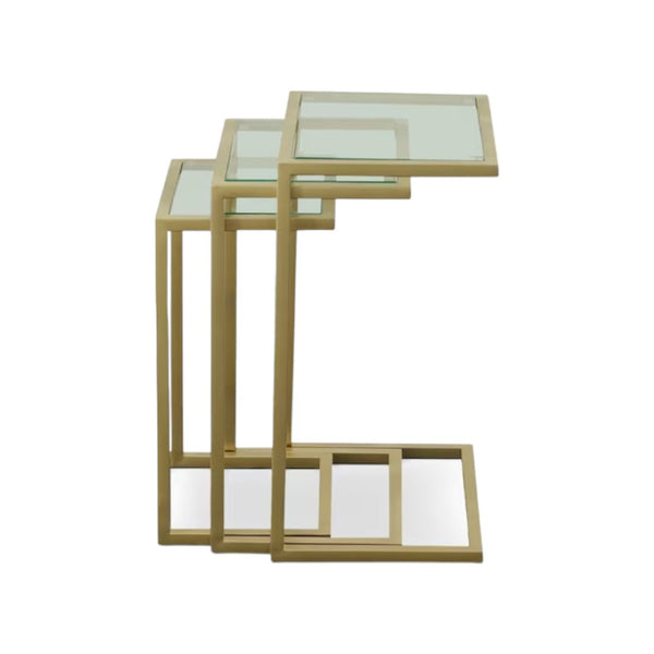 HomeRoots 24" Elegant Gold Glass End Table – Stylish Rectangular Design for Living Room & Bedroom Décor 493257