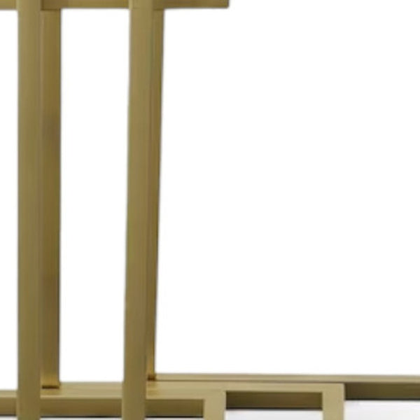HomeRoots 24" Elegant Gold Glass End Table – Stylish Rectangular Design for Living Room & Bedroom Décor 493257
