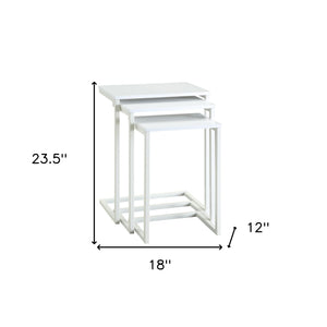 Homeroots Set Of Three 24" White Solid Wood And Steel Nested End Tables   493259