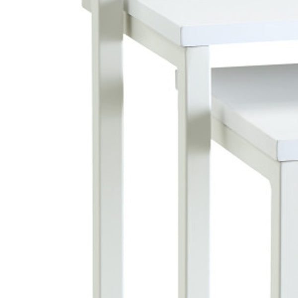 Homeroots Set Of Three 24" White Solid Wood And Steel Nested End Tables   493259