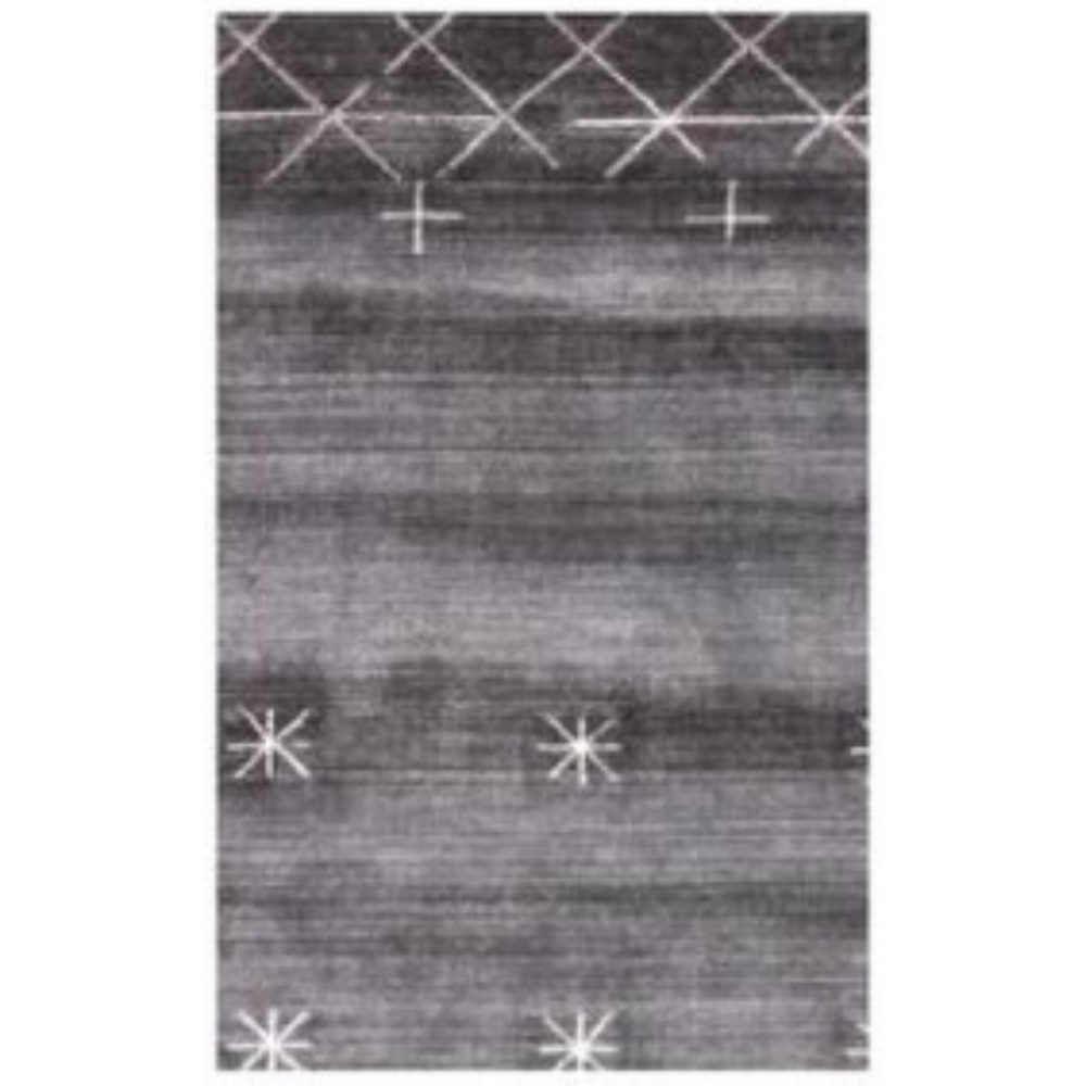 Homeroots 5' X 8' Black Gray And White Abstract Ombre With Stars Hand Loomed Area Rug  Viscose 493260