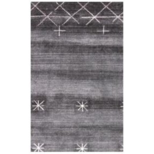Homeroots 5' X 8' Black Gray And White Abstract Ombre With Stars Hand Loomed Area Rug  Viscose 493260