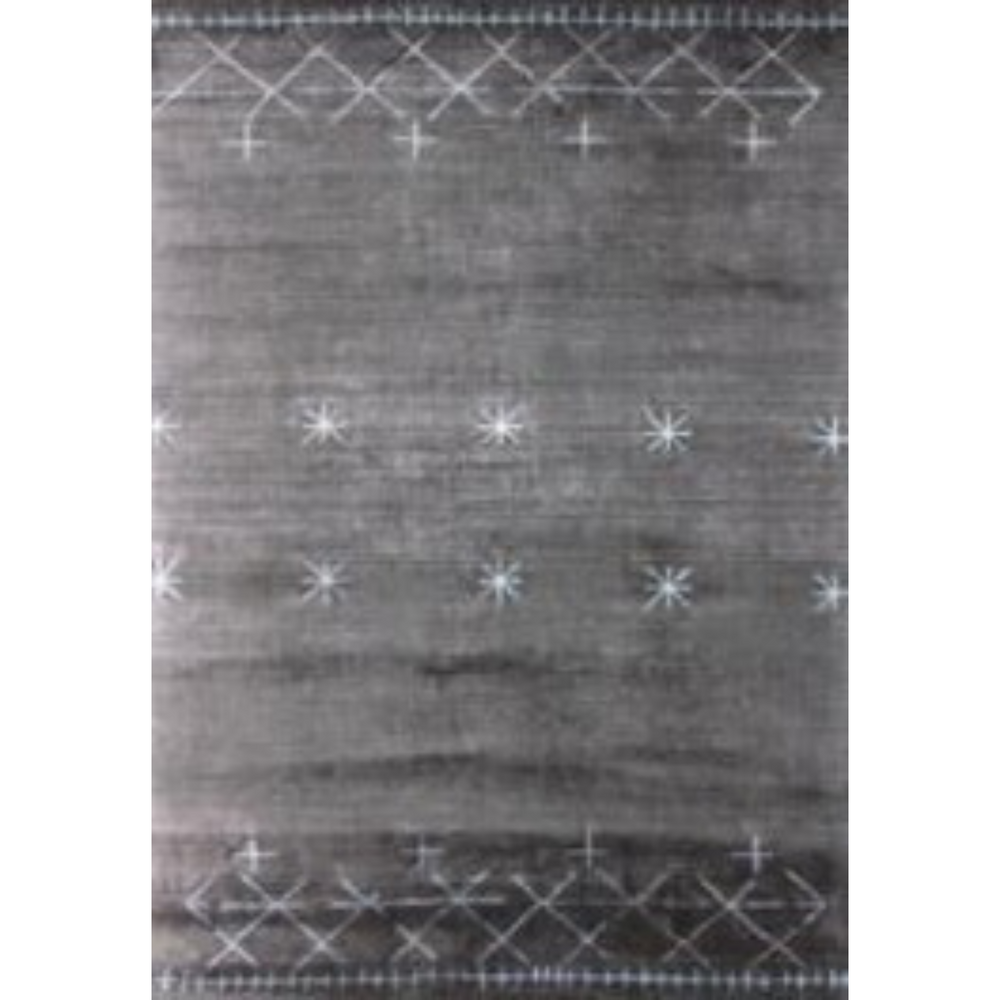 Homeroots 5' X 8' Charcoal And Silver Abstract Ombre With Stars Hand Loomed Area Rug  Viscose 493262