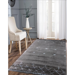 Homeroots 5' X 8' Charcoal And Silver Abstract Ombre With Stars Hand Loomed Area Rug  Viscose 493262