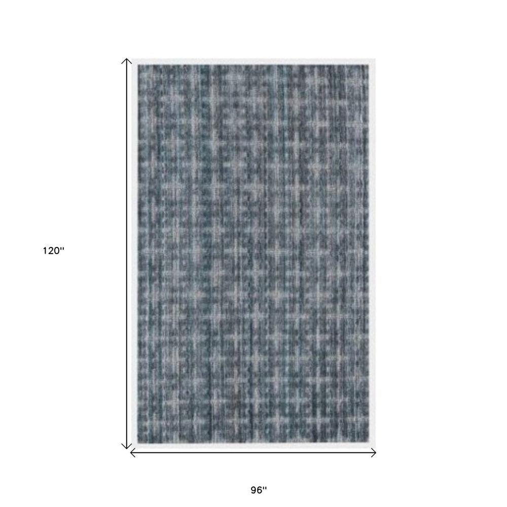 HomeRoots 8' Hand Loomed Area Rug in Blue & Charcoal - Mosaic Medallion Design for Modern Elegance & Comfort 493266