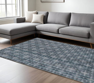 HomeRoots 8' Hand Loomed Area Rug in Blue & Charcoal - Mosaic Medallion Design for Modern Elegance & Comfort 493266
