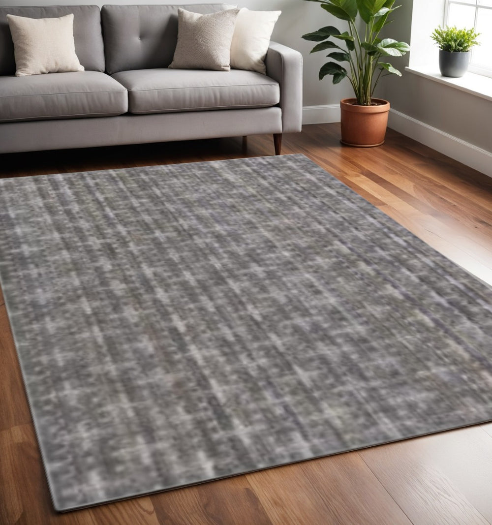 HomeRoots 5' Hand-Loomed Plaid Area Rug in Rich Brown & Dark Grey - Soft, Unique Texture for Any Space 493271