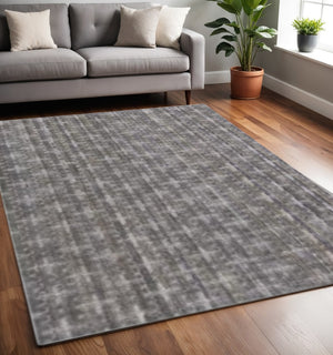 HomeRoots 5' Hand-Loomed Plaid Area Rug in Rich Brown & Dark Grey - Soft, Unique Texture for Any Space 493271