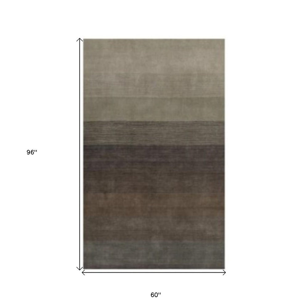 HomeRoots 5' Ombre Hand-Loomed Area Rug in Espresso & Brown – Unique Artisan Craftsmanship for Any Space 493274