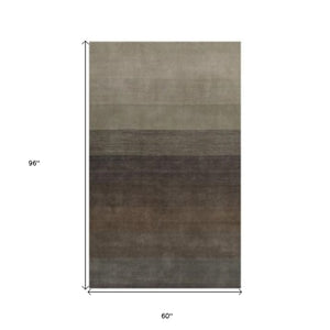 Homeroots 5' X 8' Expresso And Brown Ombre Hand Loomed Area Rug  Viscose 493274