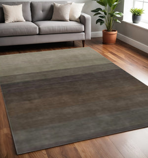 HomeRoots 5' Ombre Hand-Loomed Area Rug in Espresso & Brown – Unique Artisan Craftsmanship for Any Space 493274