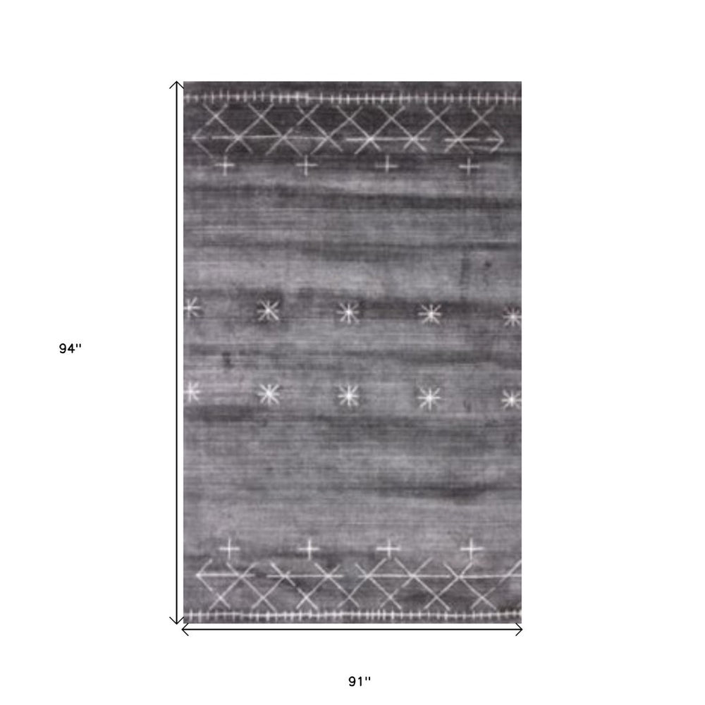 HomeRoots 8' X 11' Ombre Area Rug - Hand-Loomed Blue to Black Gradient for Modern Elegance & Unique Style 493275